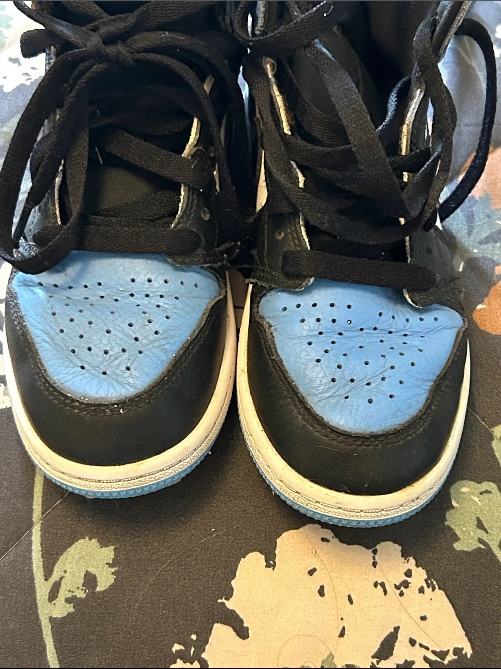 Nike Kids' Air Jordan 1 Mid - Black/White/Blue youth Sz 1